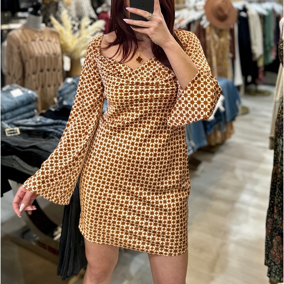 Cowl Neck Long Sleeve Mini Satin Dress - Picture 4 of 6